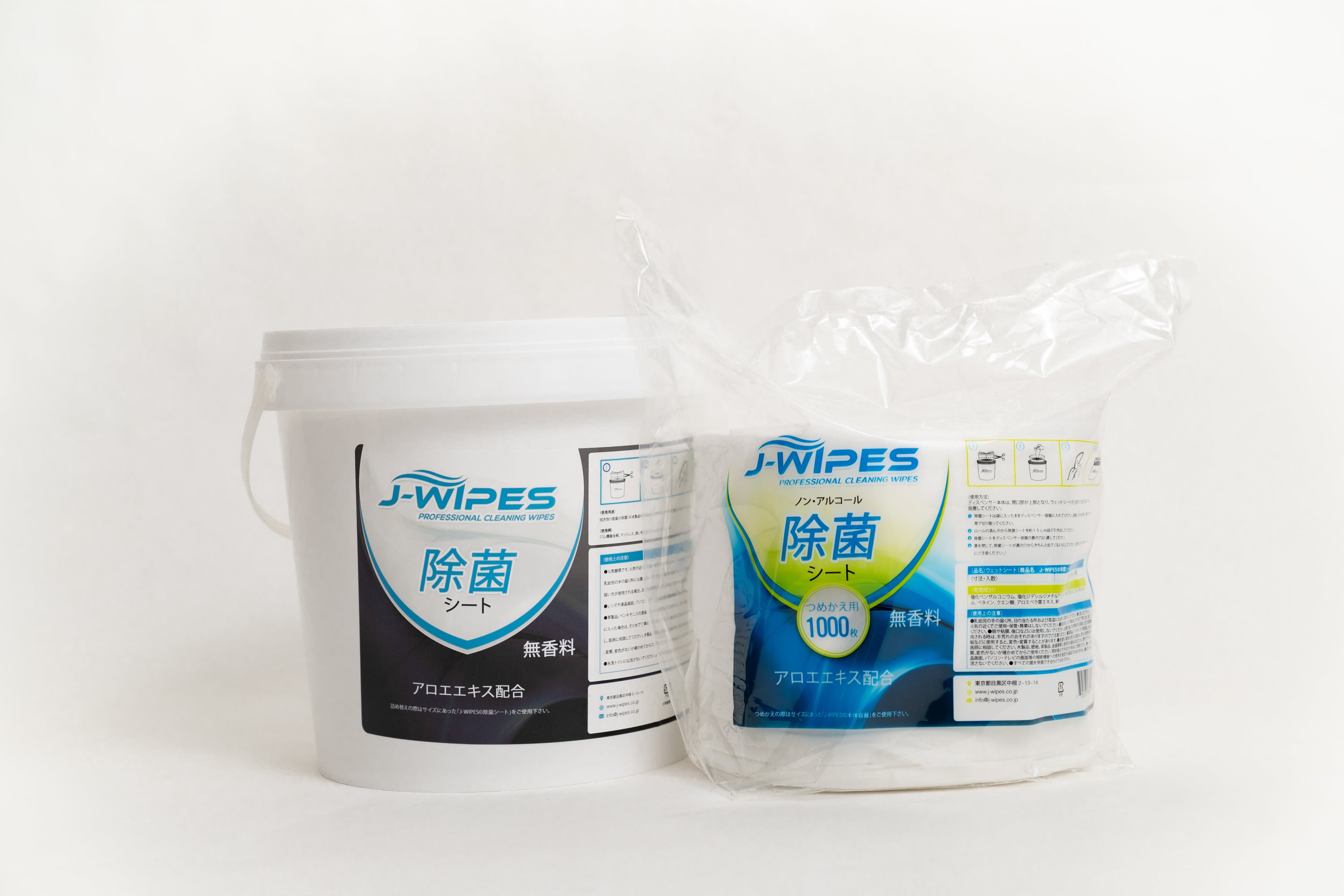 セット] J-WIPES®ノンアルコール除菌シート1ロール ・ バケツ型